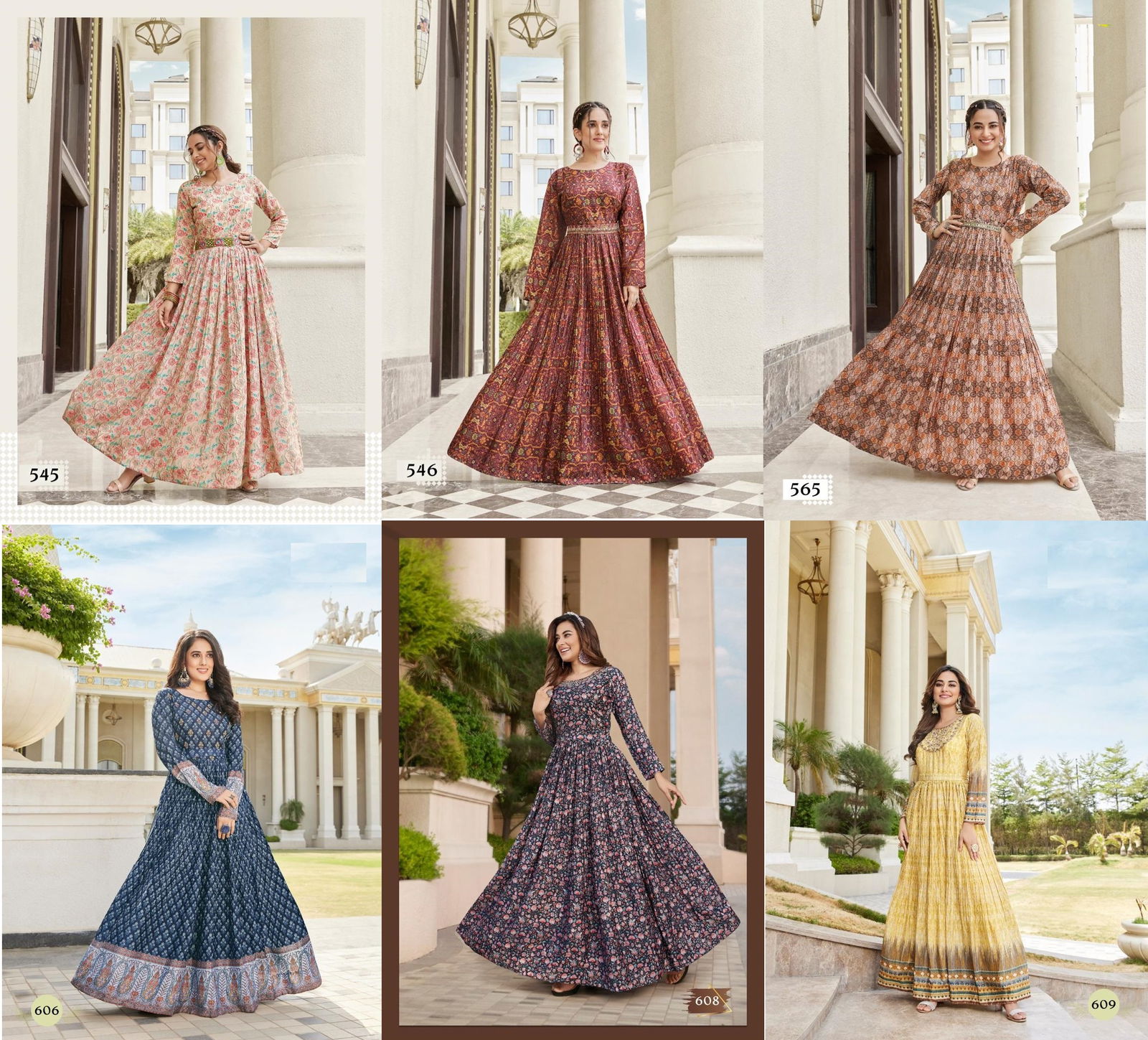 Mohini 545 To 609 Printed Readymade Gown Catalog
